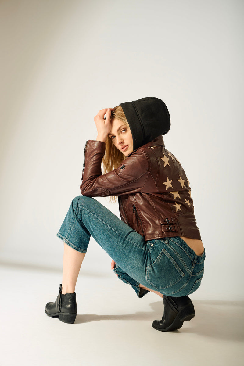 Christyn RF Star Detail with Hood Leather Jacket – Gisele Tune