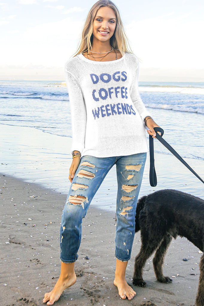 DOGS COFFEE WEEKENDS CREW COTTON