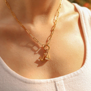 Stainless Steel Paperclip Carabiner Charm Holder Necklace