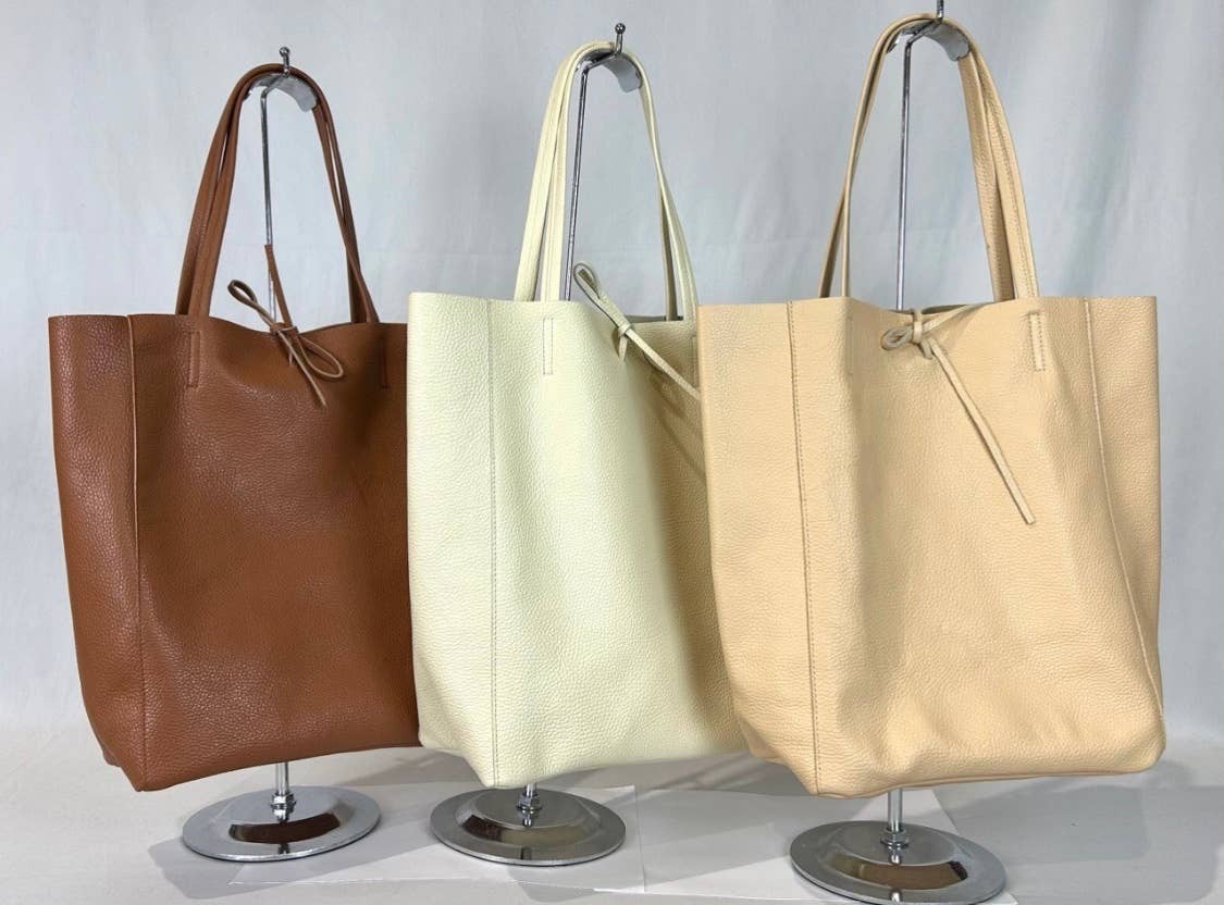 Summer Italian Leather Solid Tote Bags JIJOU CAPRI