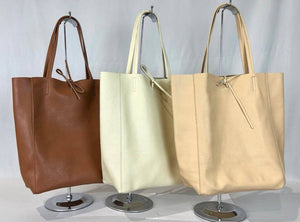 Summer Italian Leather Solid Tote Bags JIJOU CAPRI