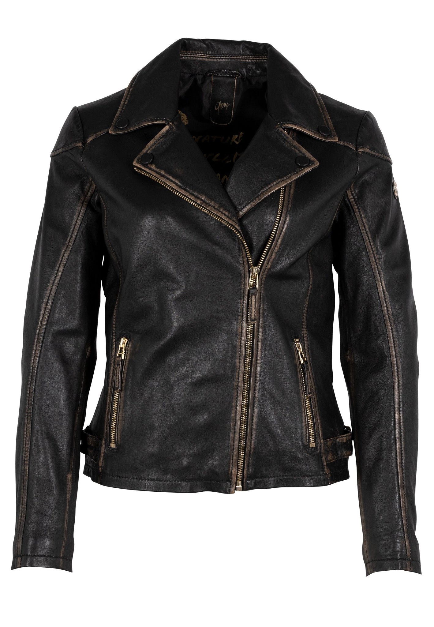Peggie RF Leather Jacket, Black Beige