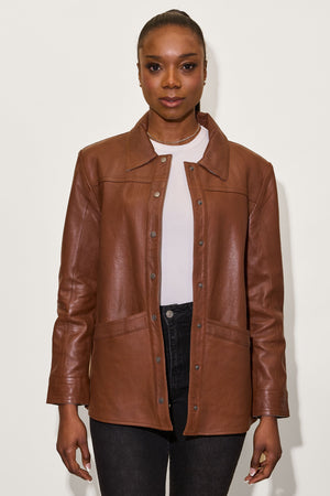 Stevie CF Leather Jacket, Dark Cognac – Gisele Tune Clothing