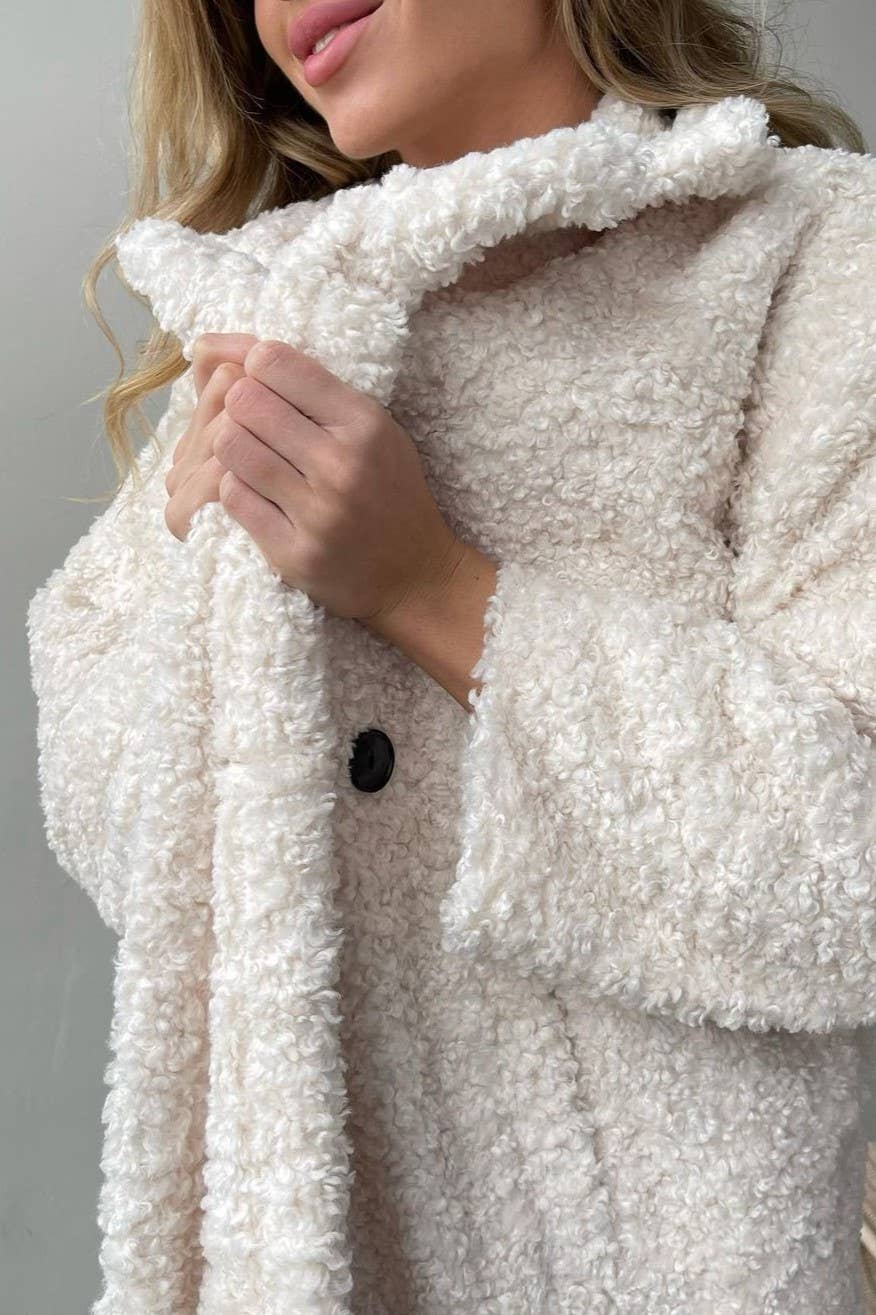 Lapel Plush Fleece Trench Coat