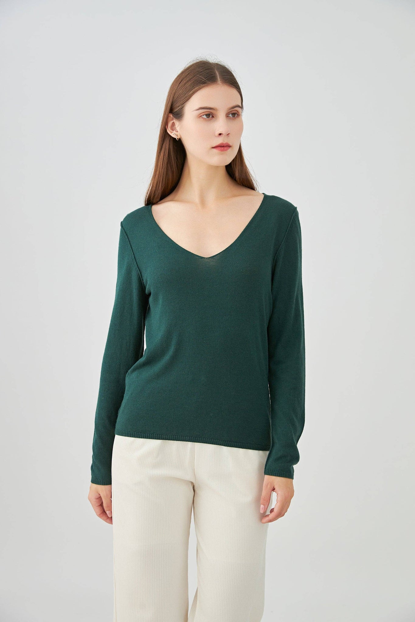 Cashmere silk V-neck sweater