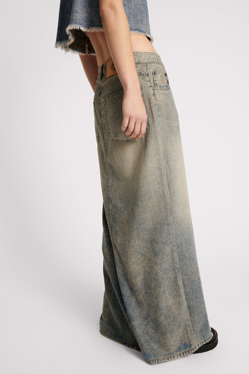 DIRTY BLUE DENIM COLUMN SKIRT
