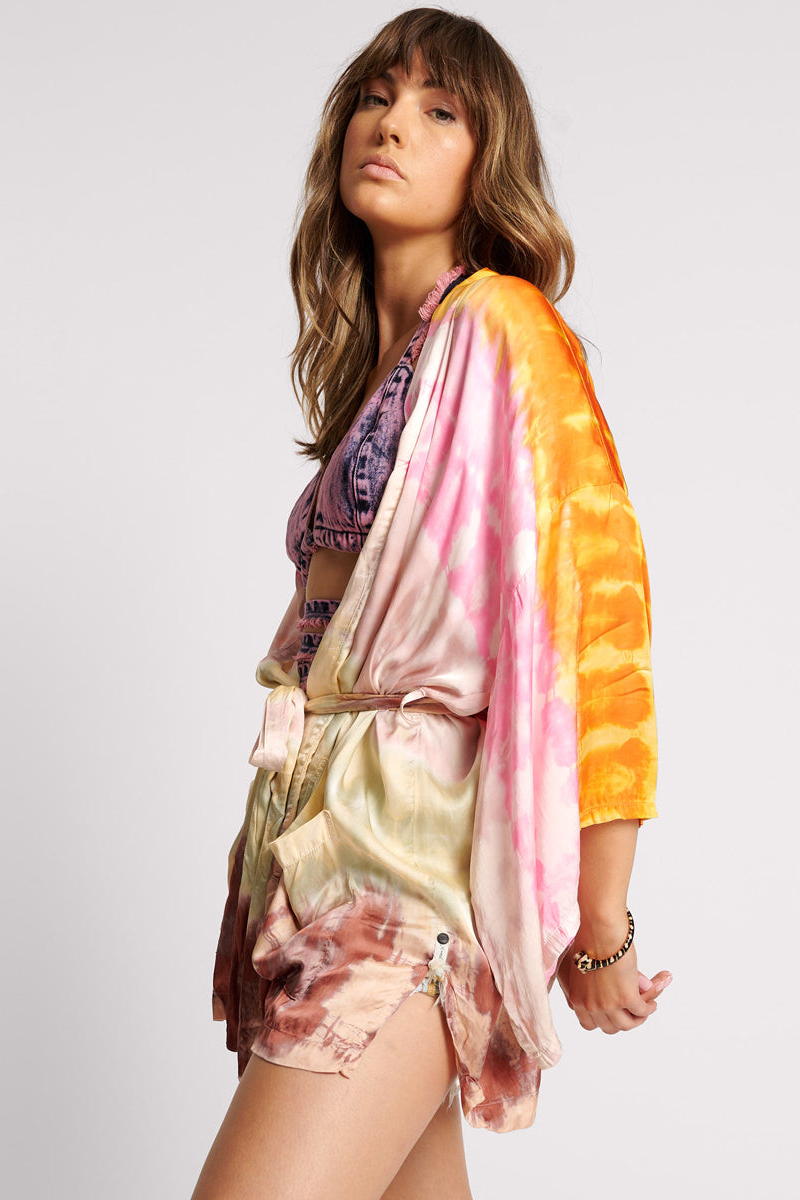 MIRAGE HAND DYED SATIN KIMONO