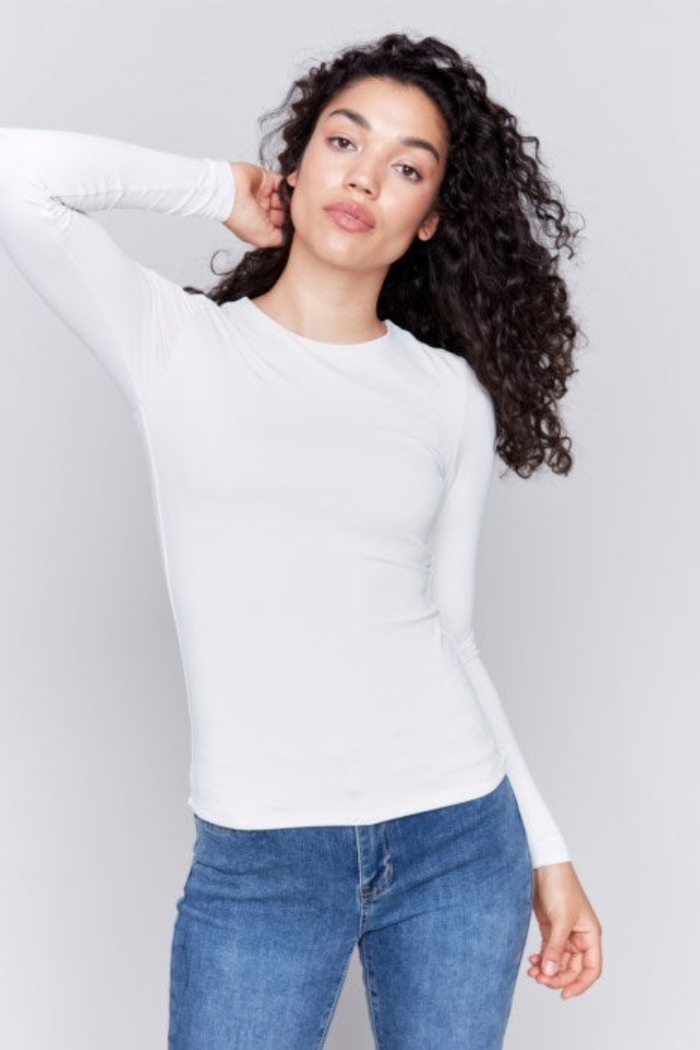 L/S Crew neck tee double cloth top