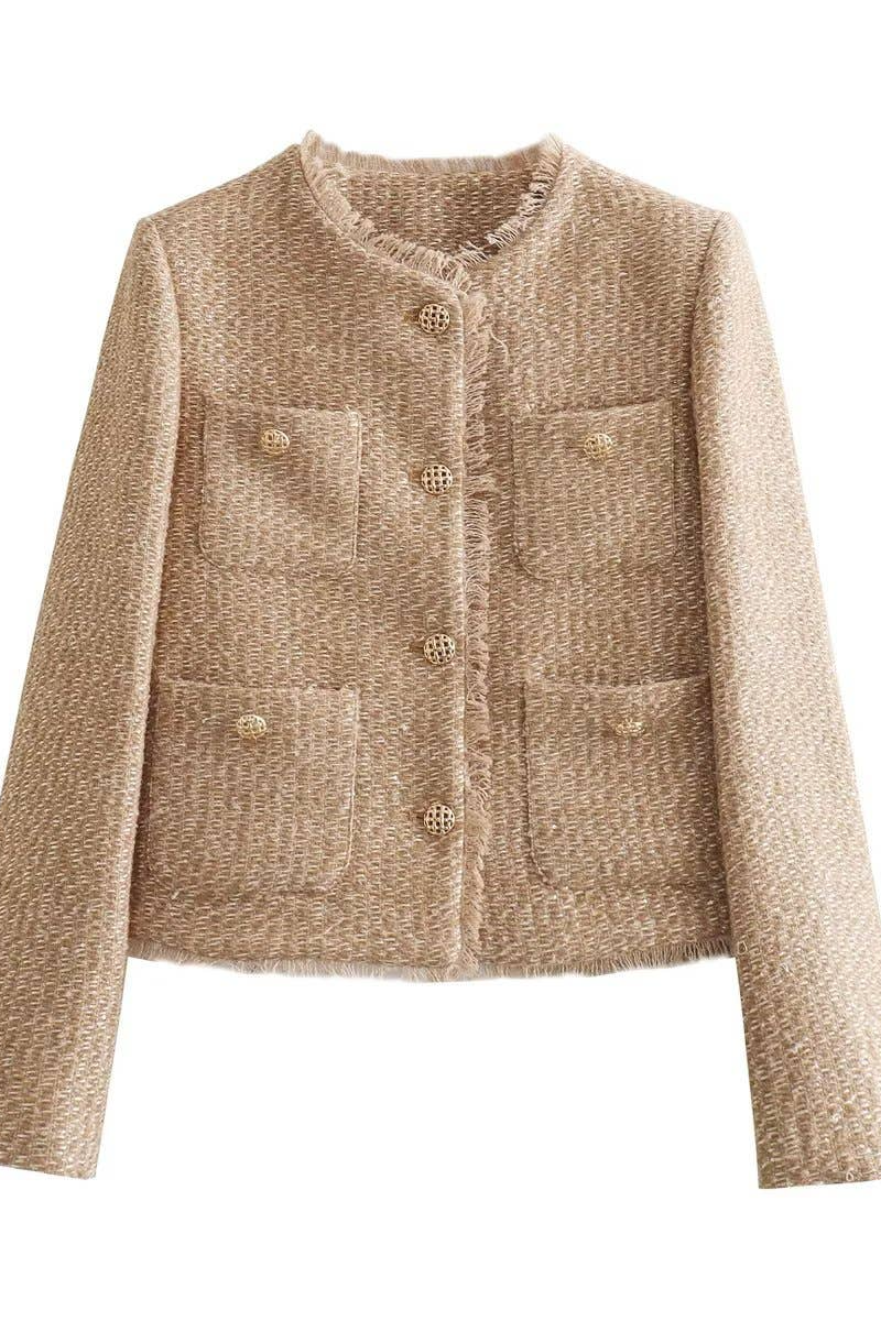 Elegant Vintage Pocket Cropped Jacket