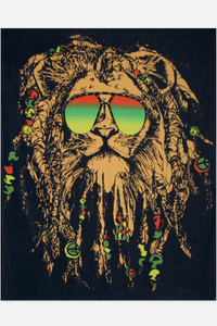BRINKLEY COLOR RASTA LION   BRINKLEY TIE DYE PEACE BUS SQUARE BLANKET TOWEL FOR TWO