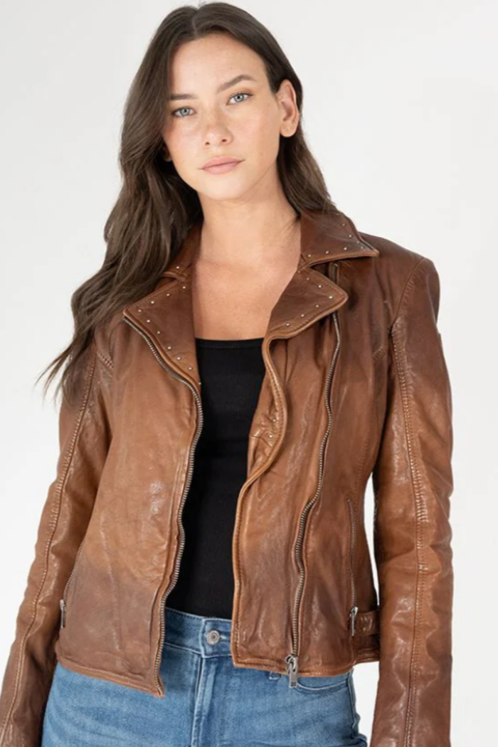 Ombre Studded Leather Jacket