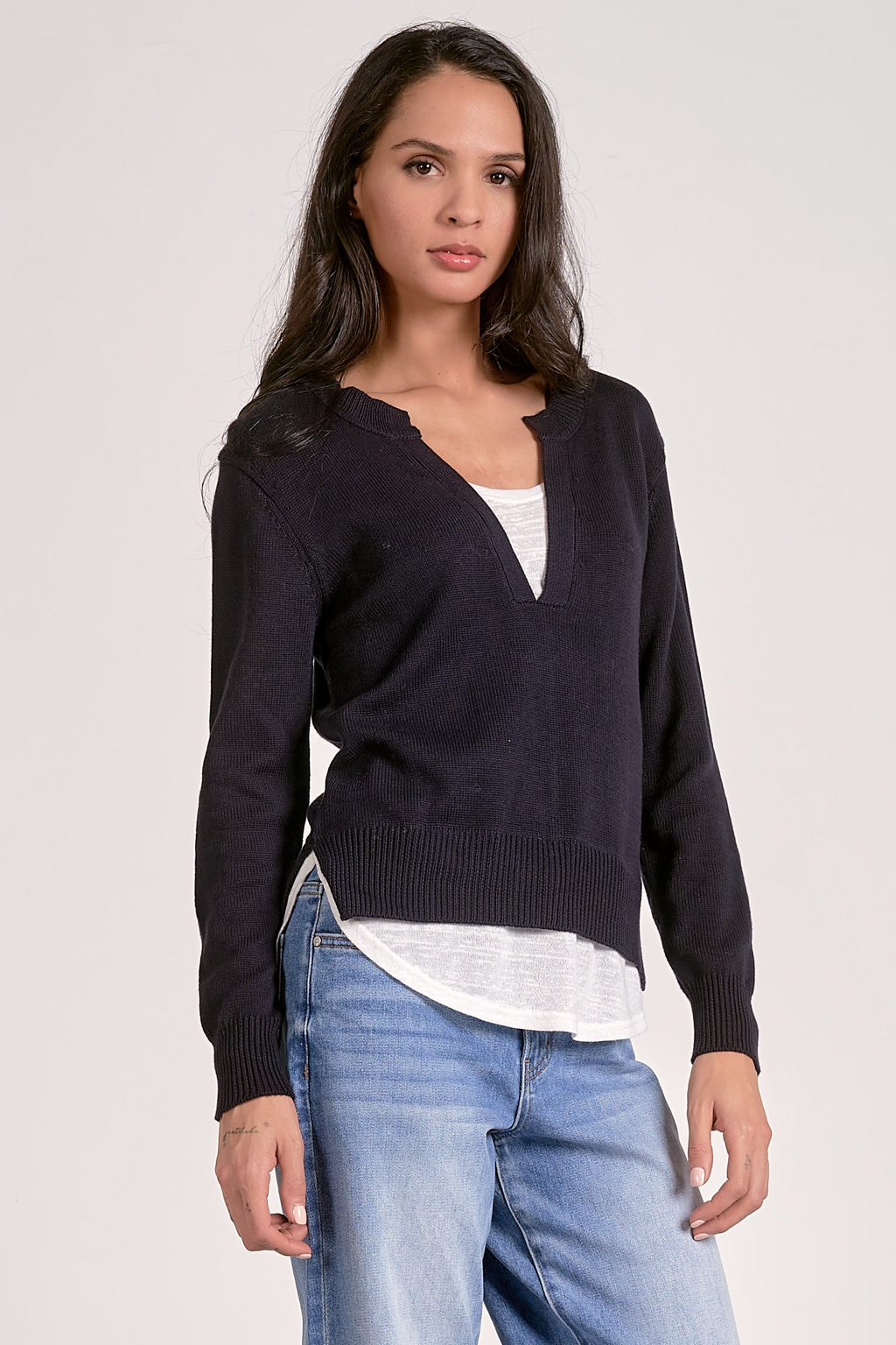 V-Neck Layered Sweater