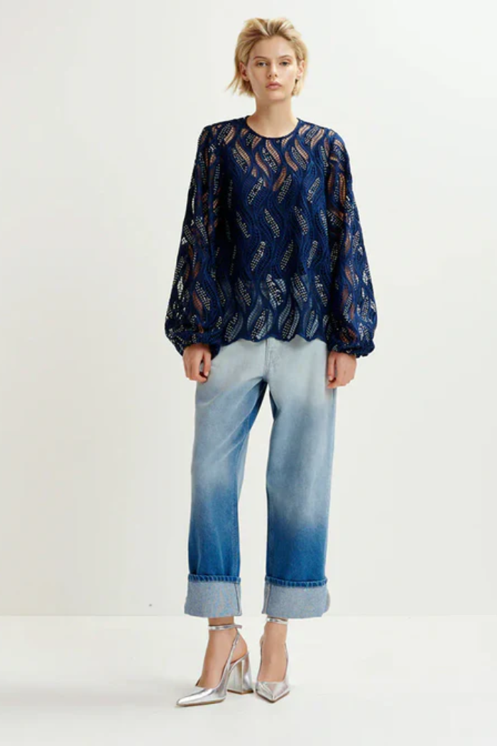 Essentiel Antwerp | Hanover Lace Top | Dark Sapphire