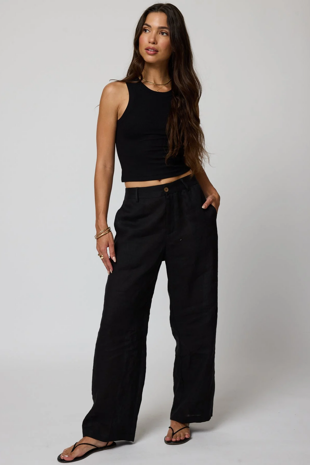 LINEN BARREL PANTS