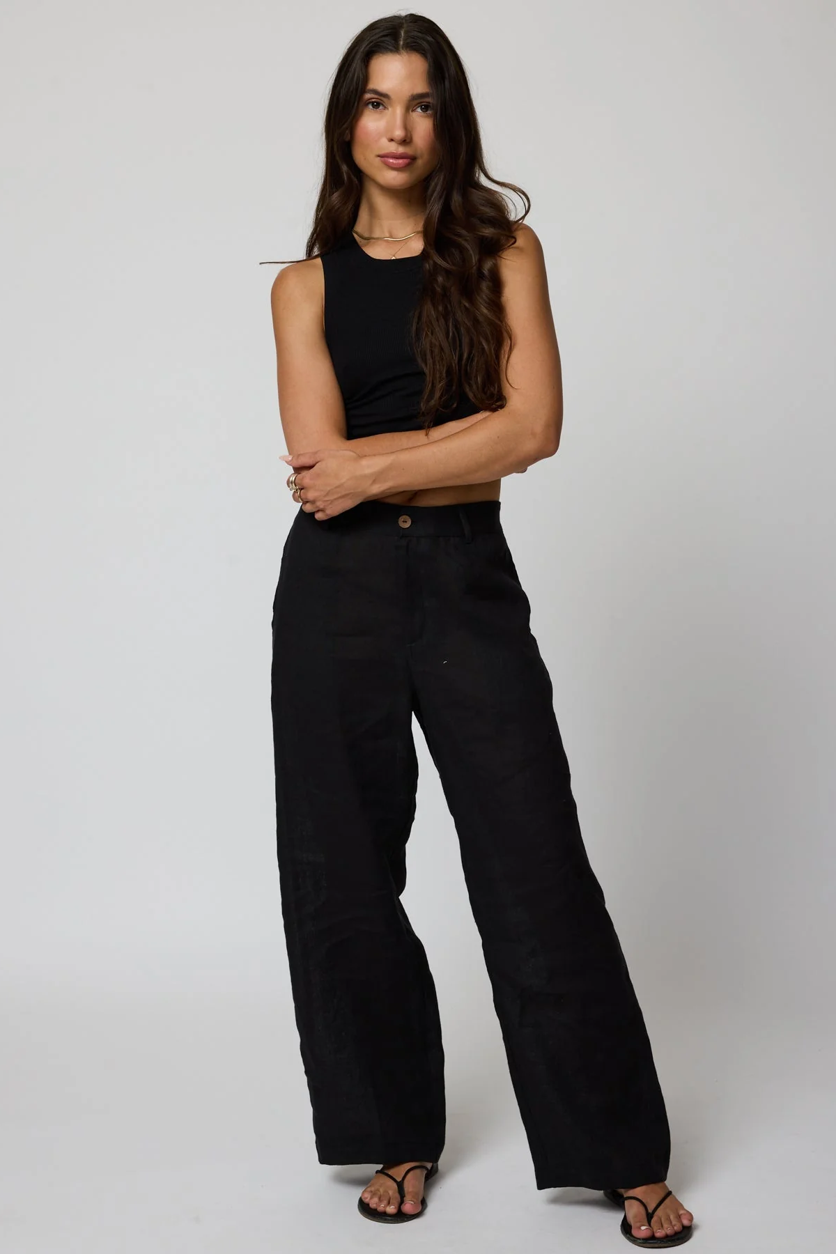 LINEN BARREL PANTS