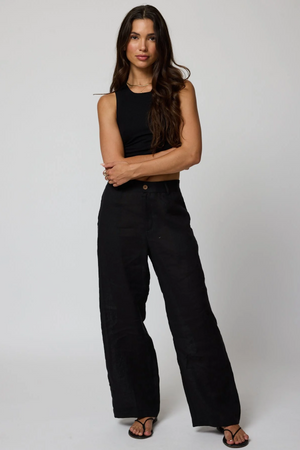 LINEN BARREL PANTS