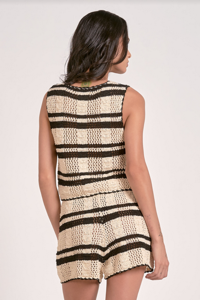 Striped Front Tie Vest