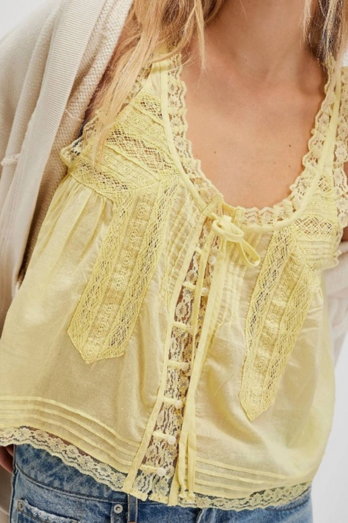 V Neck String Tie Lace Cami