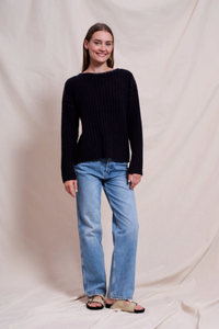 Ribbed Boat Neck Sweater