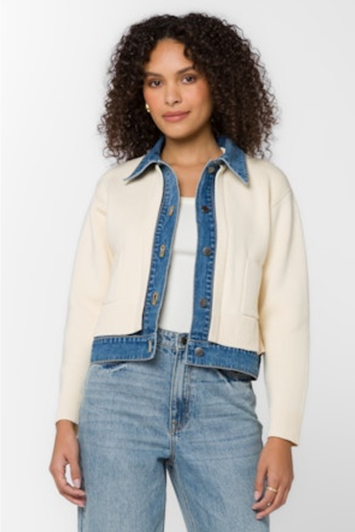 Francis Ivory Denim & Knit Sweater