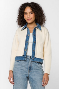 Francis Ivory Denim & Knit Sweater