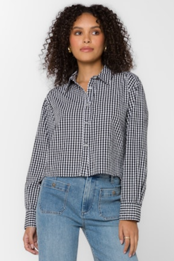 Frazer Rhinestoned Plaid Button Up