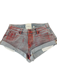 Red DEVIL BANDITS LOW WAIST DENIM SHORTS