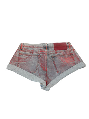 Red DEVIL BANDITS LOW WAIST DENIM SHORTS