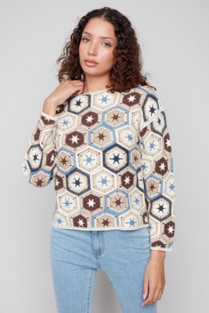 Crochet Boat Neck Sweater