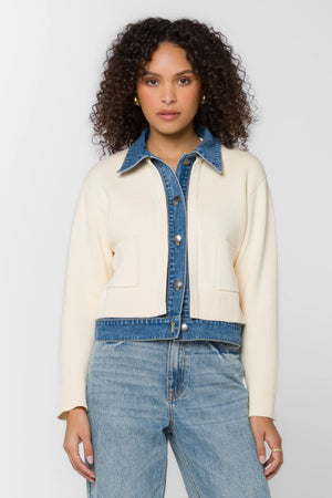 Francis Ivory Denim & Knit Sweater