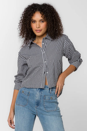 Frazer Rhinestoned Plaid Button Up