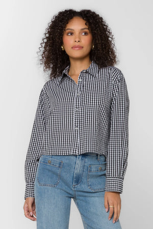 Frazer Rhinestoned Plaid Button Up