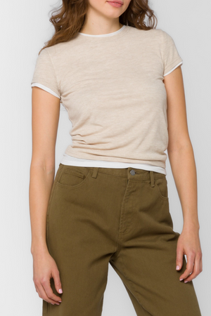 Zaria Dual Tone Ribbed Tee