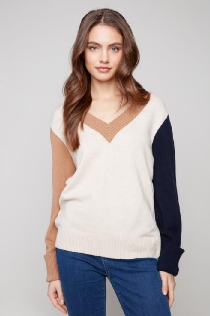 Colorblock V-Neck Sweater