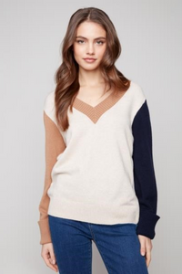 Colorblock V-Neck Sweater