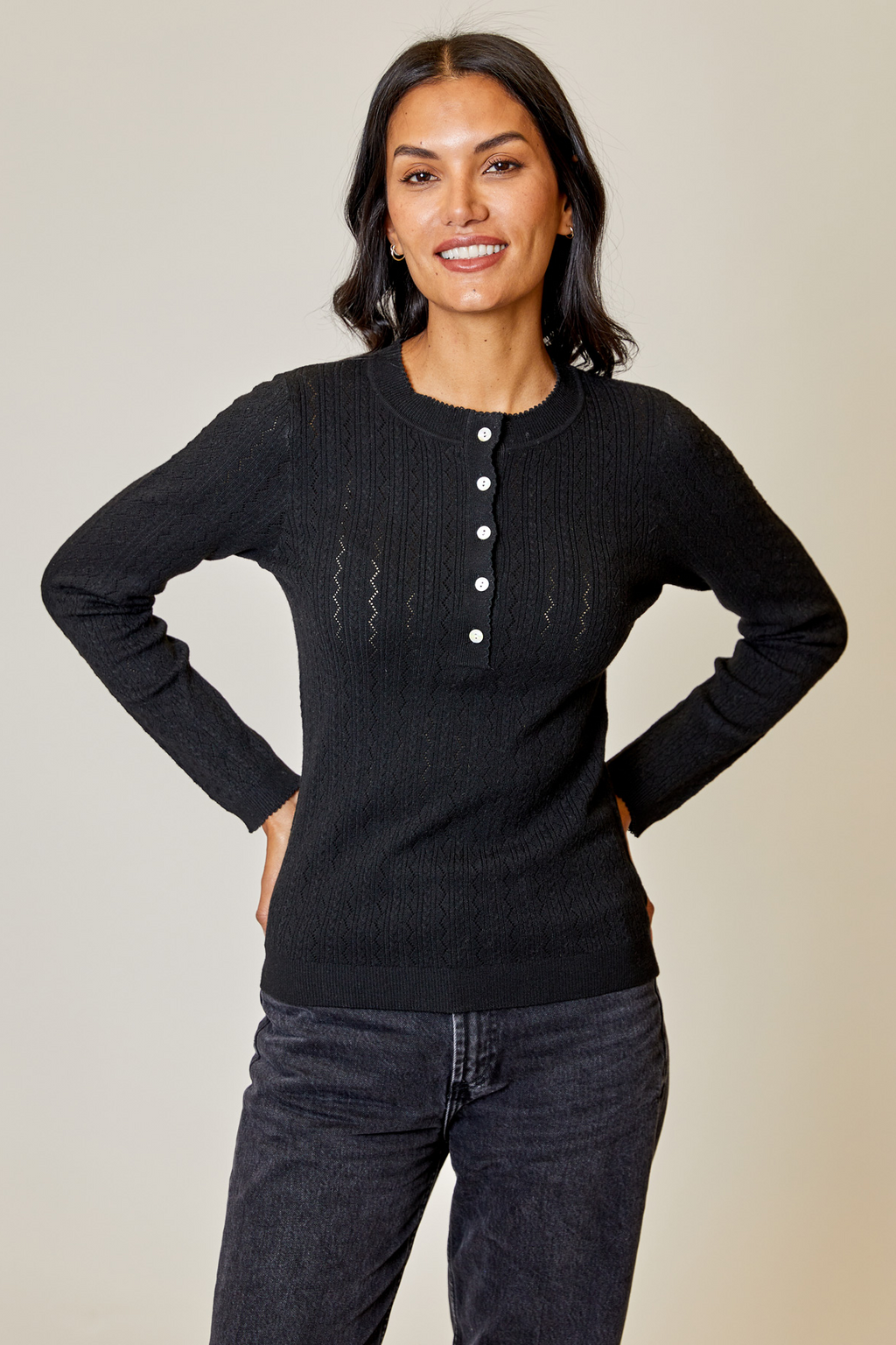 Long Sleeve Henley Sweater