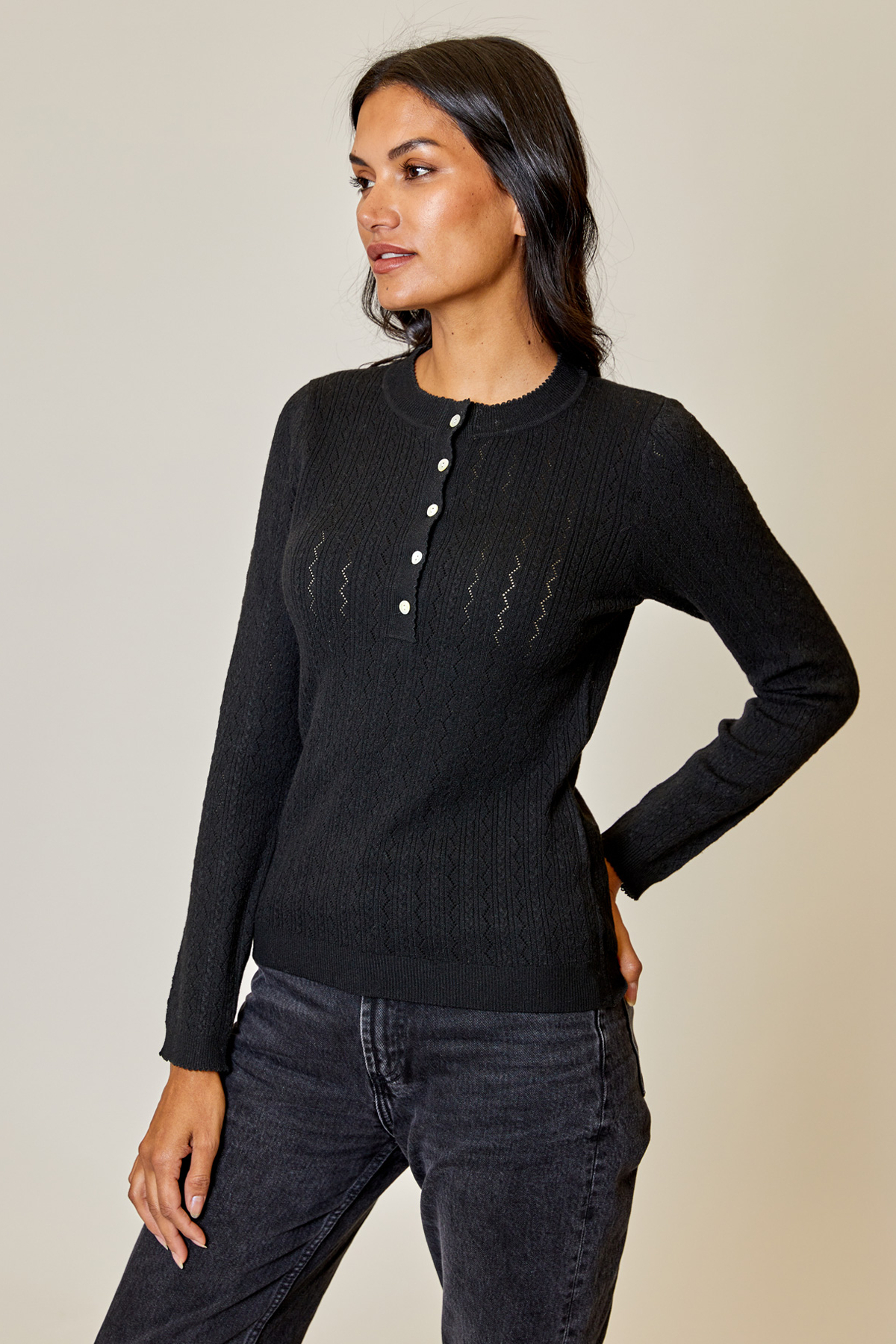 Long Sleeve Henley Sweater