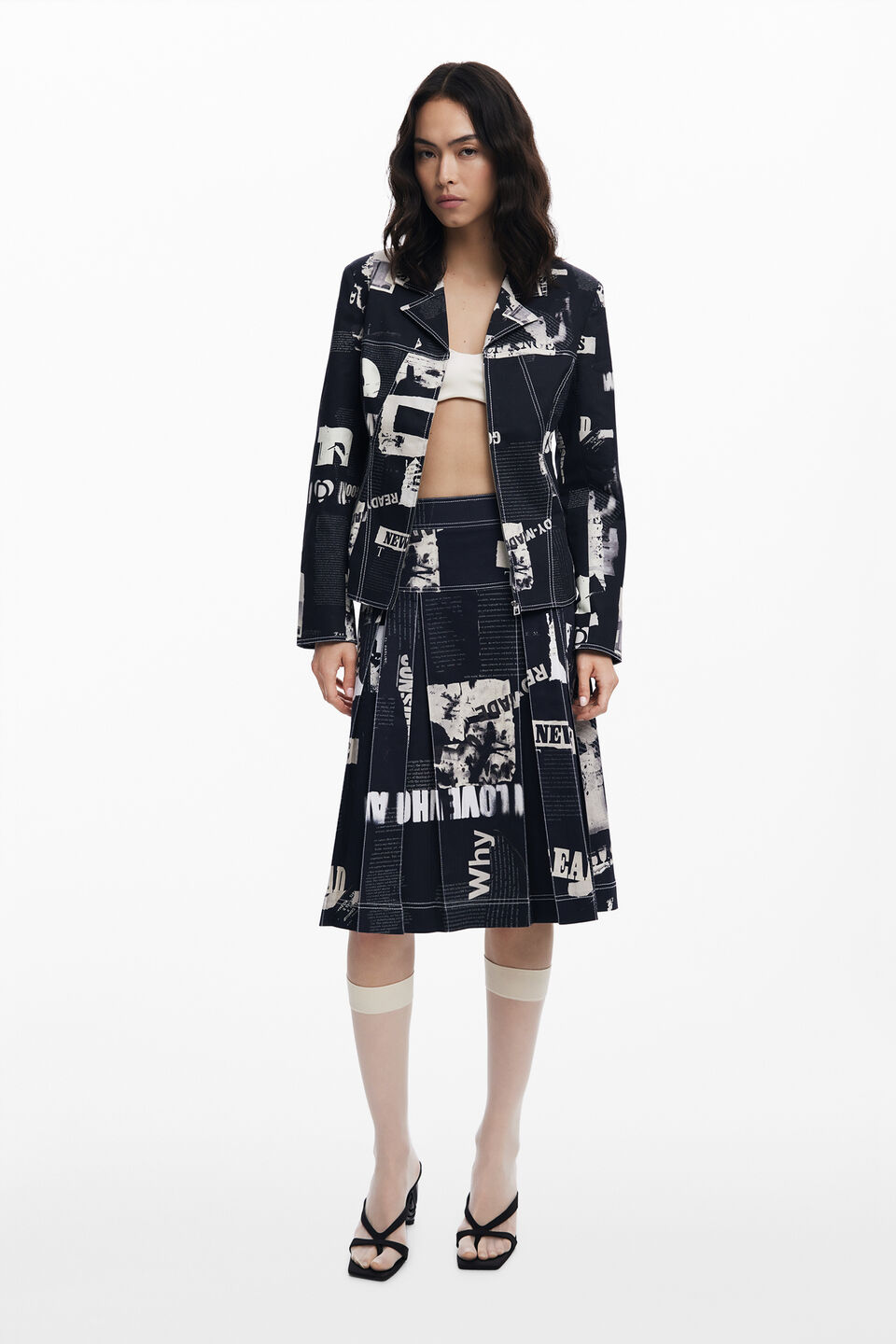 Midi Skirt w/Newspaper Pleats
