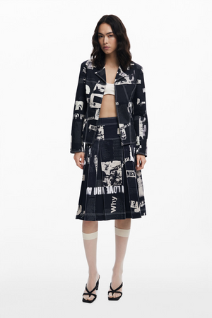 Midi Skirt w/Newspaper Pleats