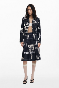 Midi Skirt w/Newspaper Pleats