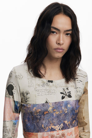 Collage Ruched T-Shirt Long