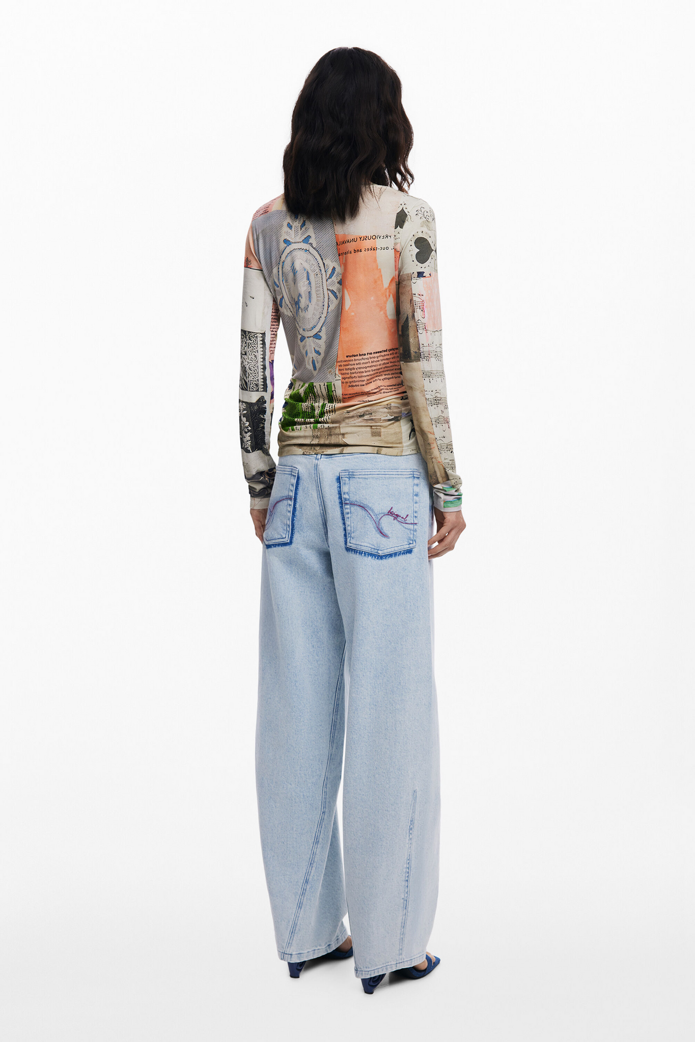 Collage Ruched T-Shirt Long