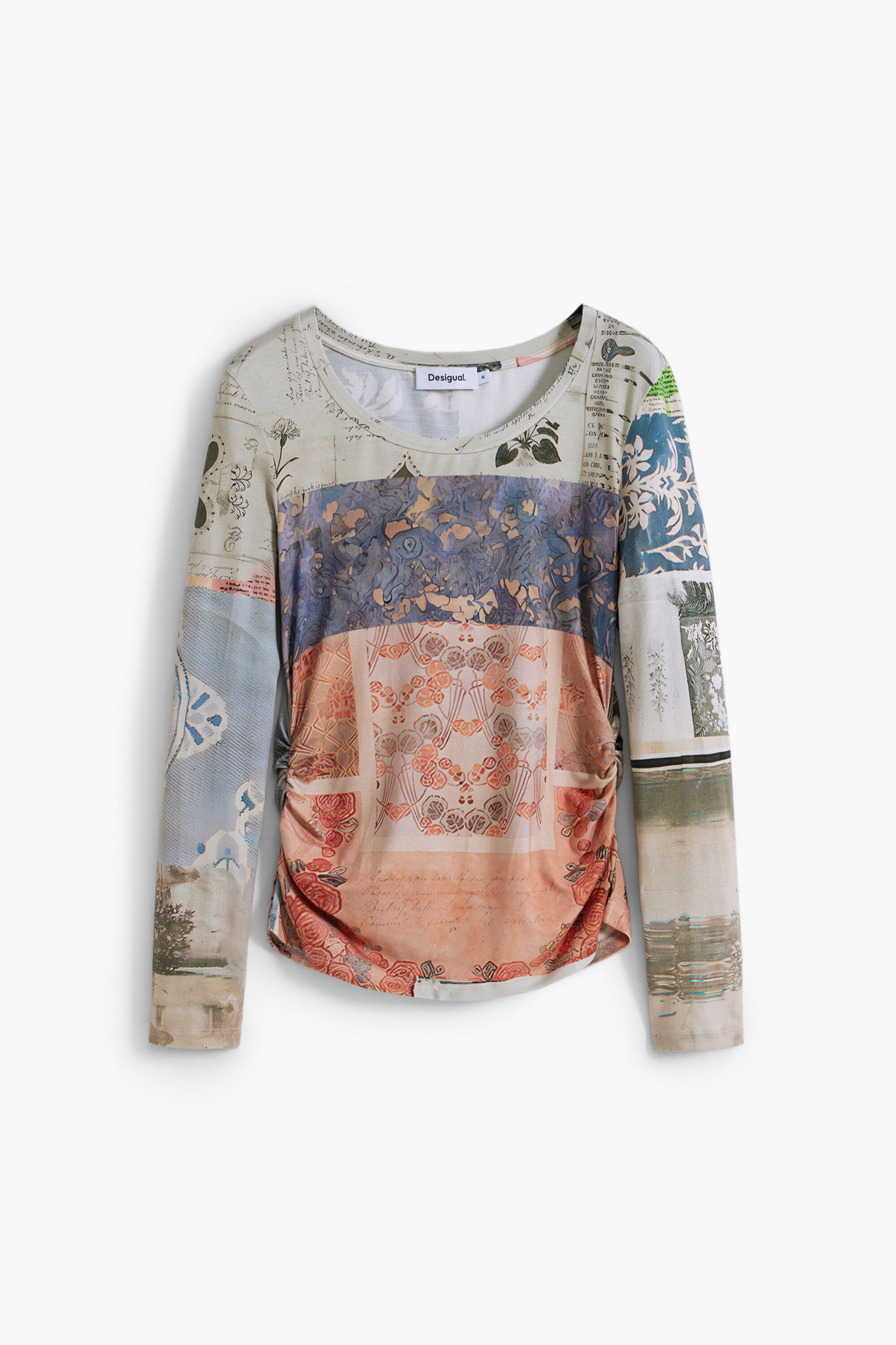Collage Ruched T-Shirt Long