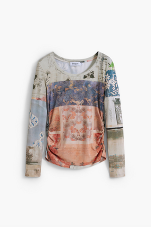 Collage Ruched T-Shirt Long