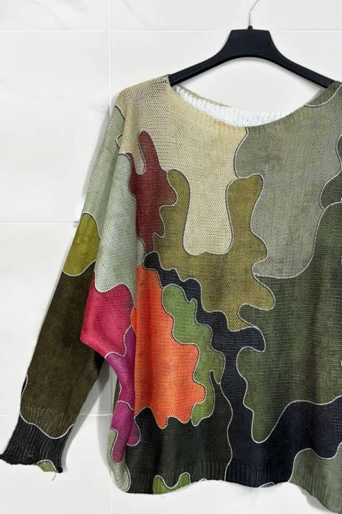 Camo Style Printed Sweater
