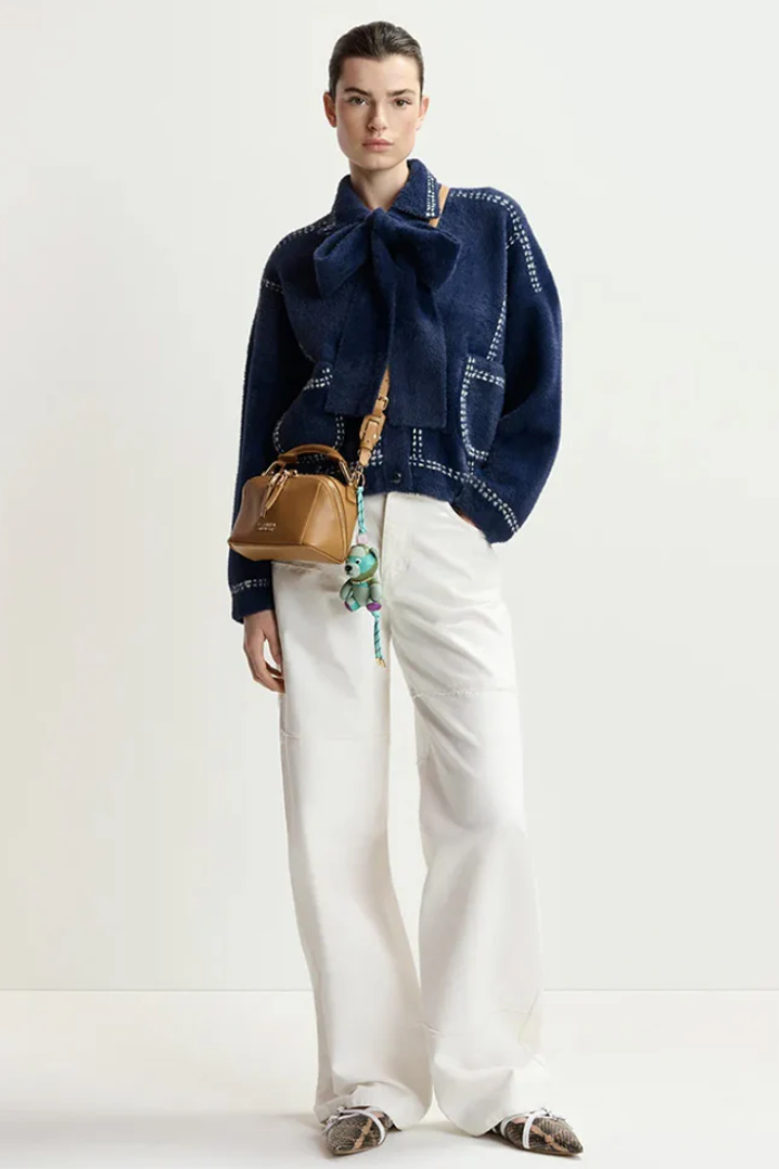 Ihoops Cardigan with Bow - Navy