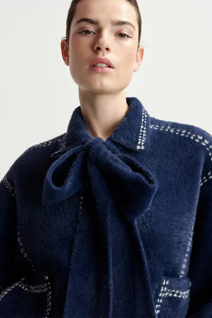 Ihoops Cardigan with Bow - Navy