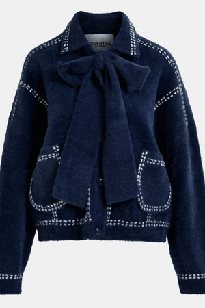 Ihoops Cardigan with Bow - Navy