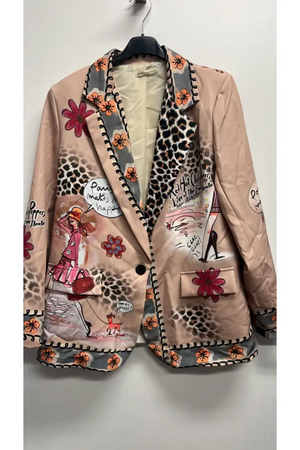 Italian Pop Art "FRIDA" Print Blazer       Paris