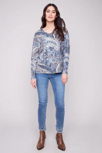 Women's Printed V-Neck Sweater